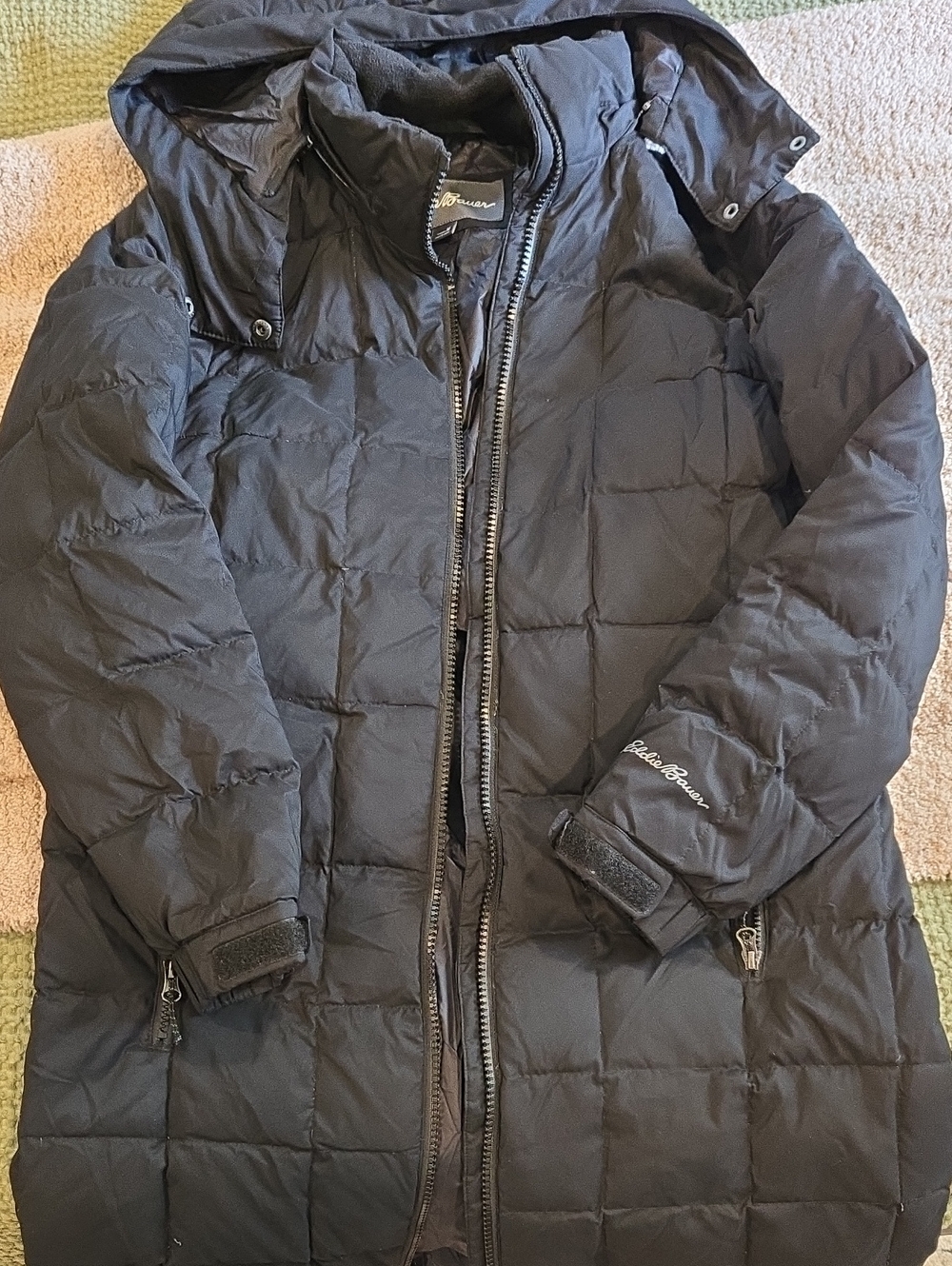 Eddie Bauer Black Quilted Down Coat with Hood